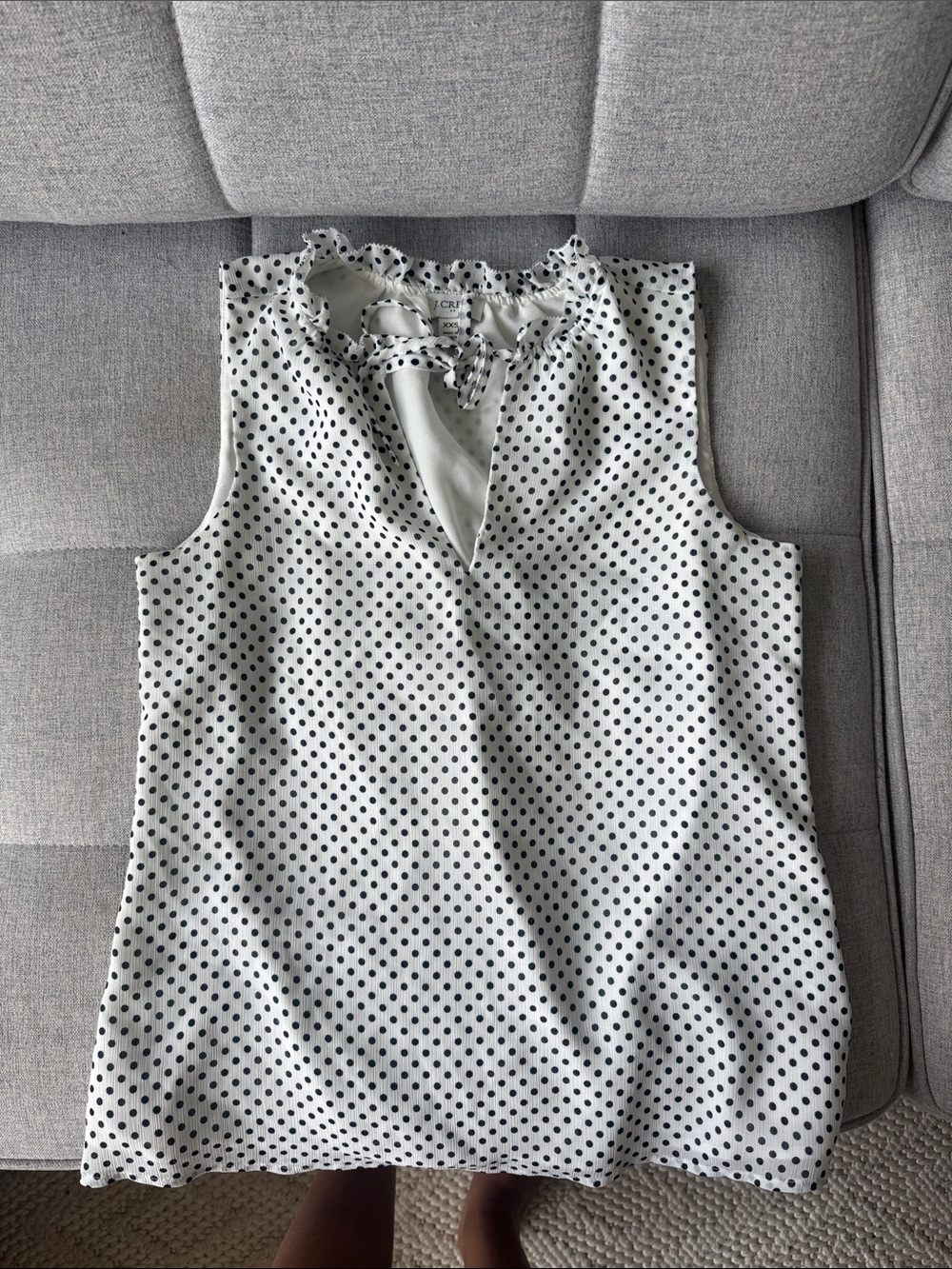 J. Crew White Sleeveless Polka Dot Blouse
